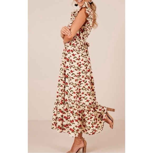 Showpo. | Lover's Day Floral Flutter Sleeveless Ruffled Skirt V-Neck Sundress - Picture 3 of 16